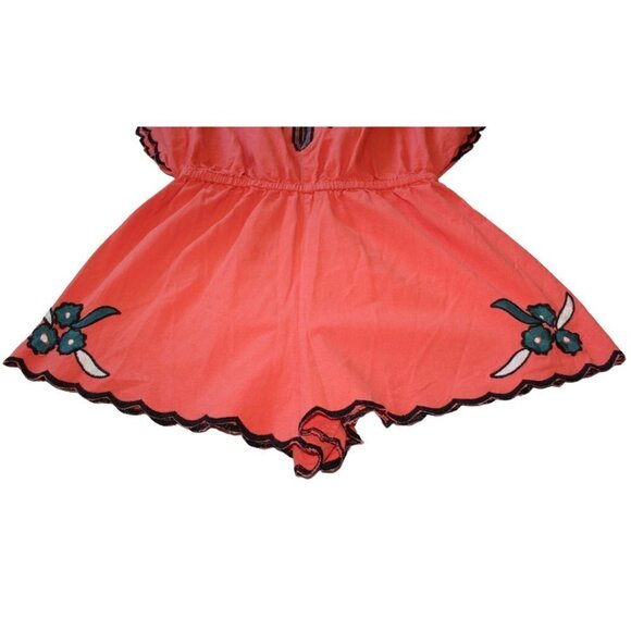 FREE PEOPLE EMBROIDERED FLORAL JUMSUIT SOPHIA BOHO ROMPER SUMMER BUTTERFLY Sz. S - Picture 9 of 11